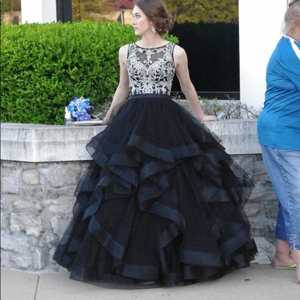 Black tule ball gown